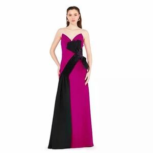 AMRI NWT Elegant Pink and Black Evening Gown